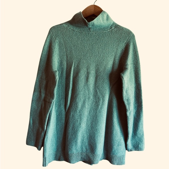 J Jill Sweater Size Medium Aqua Blue Long Sleeve Mock Neck Relaxed Fit Soft - Picture 4 of 12
